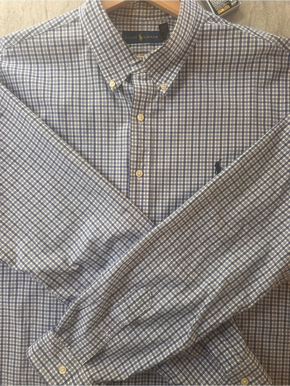 Ralph Lauren White and Blue Checked Button-Down Shirt Size XXL - Picture 2 of 7